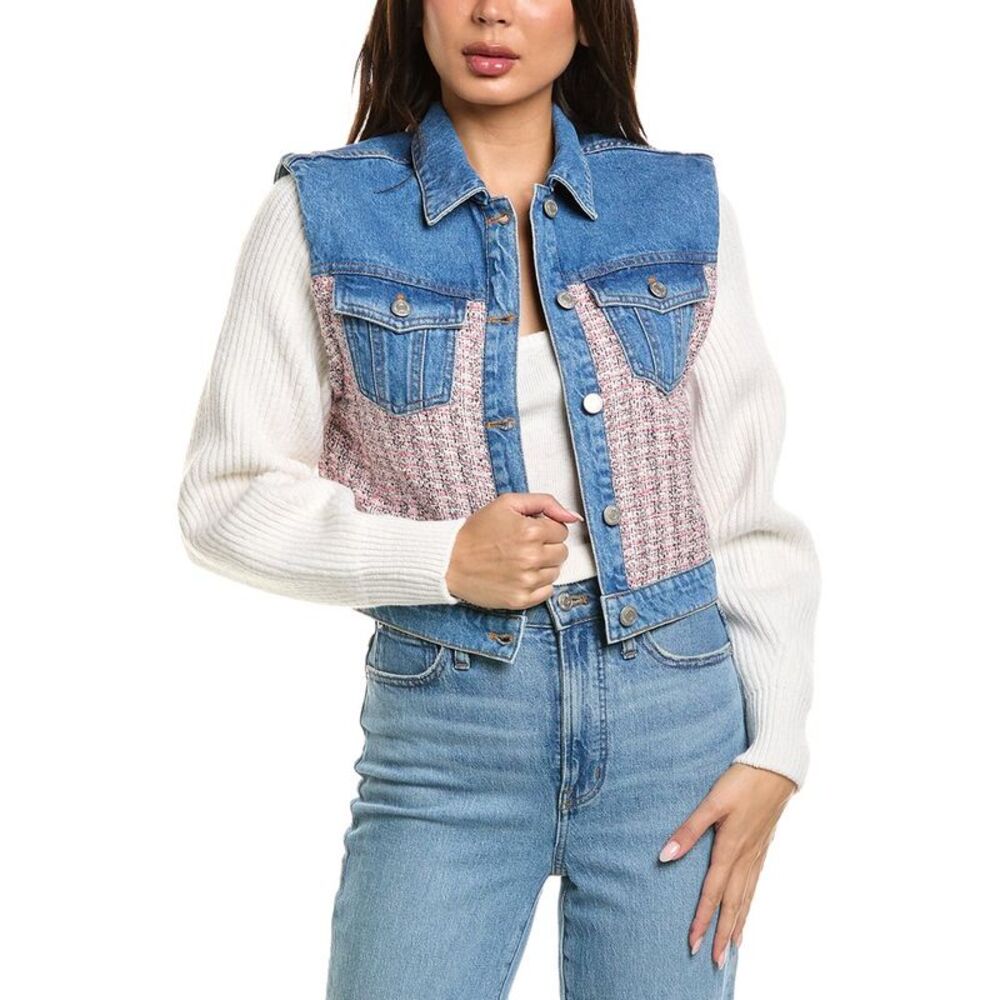Maje Womens Wool-Blend Denim Jacket, Blue